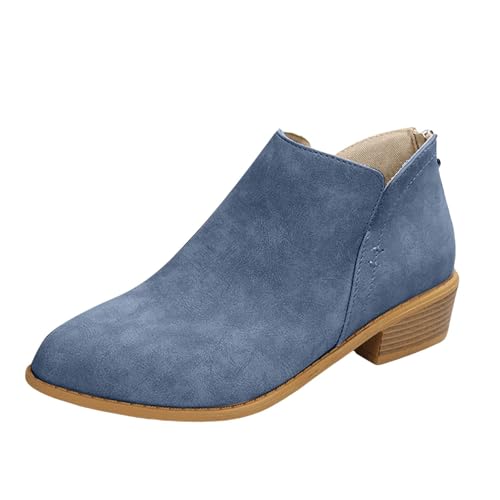 Stiefeletten Damen Stiefel Ankle Boots Damen Stiefeletten Mode Stiefel Reitstiefel Für Frauen Freizeitschuhe Gummistiefel Festival (Blue, 36) von VBEDKDEB