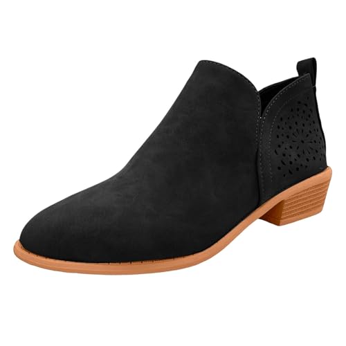 Stiefeletten Damen Stiefel Ankle Boots Damen Stiefeletten Mode Stiefel Reitstiefel Für Frauen Freizeitschuhe Gummistiefel Schwarz (41) von VBEDKDEB