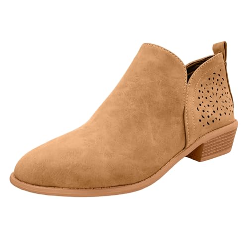 Stiefeletten Damen Stiefel Ankle Boots Damen Stiefeletten Mode Stiefel Reitstiefel Für Frauen Freizeitschuhe Gummistiefel Schwarz (Brown, 40) von VBEDKDEB
