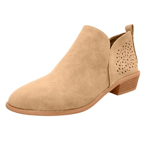Stiefeletten Damen Stiefel Ankle Boots Damen Stiefeletten Mode Stiefel Reitstiefel Für Frauen Freizeitschuhe Gummistiefel Schwarz (Khaki, 41) von VBEDKDEB