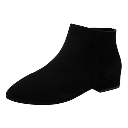 Stiefeletten Damen Stiefel Ankle Boots Große Größe für Damen, Winter, europäische und spitze Zehenpartie, dicker Absatz, vielseitige, seitliche Reißverschluss Modestiefel für Boots Festival (38) von VBEDKDEB
