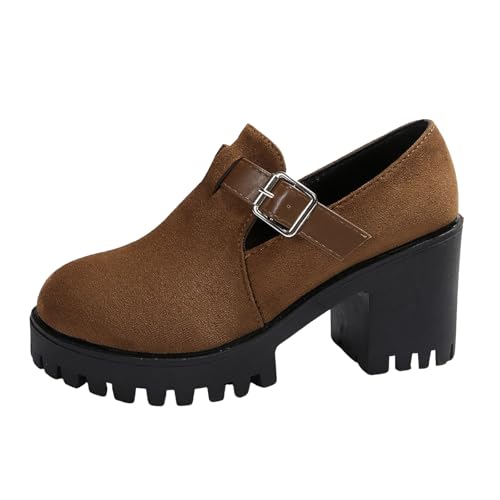 Stiefeletten Damen Stiefel Ankle Boots Klobige High Heel Damen Lederschuhe Modische Casual Wildleder Slip On Keilabsatz Stiefeletten Regenstiefel Kurz (C, 41) von VBEDKDEB