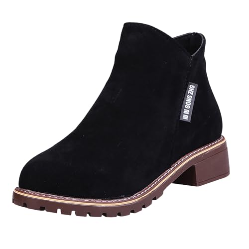 Stiefeletten Damen Stiefel Ankle Boots Mode Frauen Low Ankle Runde Zehe Stiefel Casual Damen Schuhe Freizeit Gummistiefel Kurz (38) von VBEDKDEB