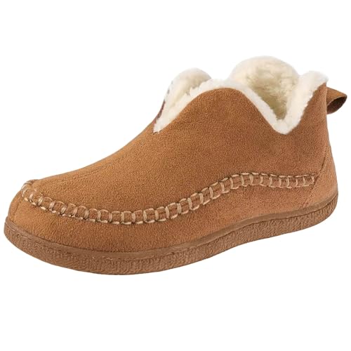 Stiefeletten Damen Stiefel Ankle Boots Neue Winter Außenhandelsfrauen warme Baumwollschuhe Grenze Große Größe Frauen Flache Unterseite Feste Farbe Plus Samt Dicke warme Gothic Stiefel (Brown, 38) von VBEDKDEB