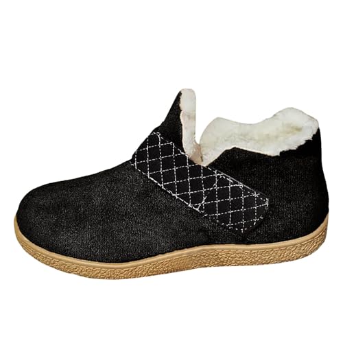 Stiefeletten Damen Stiefel Ankle Boots Neue Winter Außenhandelsfrauen warme Baumwollschuhe Grenze Große Größe Frauen Flache Unterseite Feste Farbe Plus Samt Dicke warme Gummi Stiefeletten Damen (38) von VBEDKDEB