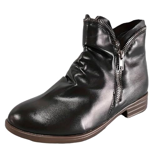 Stiefeletten Damen Stiefel Ankle Boots Neue Winter Außenhandelsfrauen warme Baumwollschuhe Grenze Große Größe Frauen Flache Unterseite Feste Farbe Plus Samt Dicke warme Gummischuhe Damen (39) von VBEDKDEB