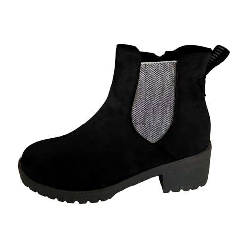 Stiefeletten Damen Stiefel Ankle Boots Und Winter Kurze Stiefel Europäische Niedrige Schnitte Hohe Absätze Runde Toe Damen Trachten Sneaker (39) von VBEDKDEB