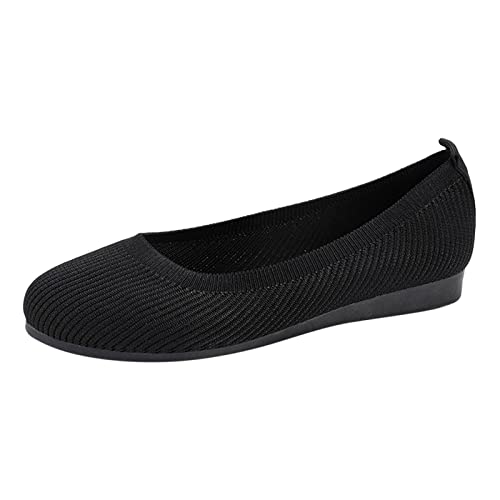 VBEDKDEB Ballerina Schuhe Damen, Ballerinas Damen Ballettschuhe mit weicher Sohle, rutschfest Flach Atmungsaktiv Bequem Damen Balerinaschuhe (Black-1, 39) von VBEDKDEB