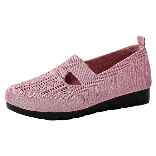 VBEDKDEB Ballerina Schuhe Damen Atmungsaktive Gestrickt rutschfeste Ballerinas Arbeitsschuhe Bequeme Schlupfschuhe 2025 Sommer Walkingschuhe Leichte Slip On Slipper Wanderschuhe Freizeitschuhe (39) von VBEDKDEB