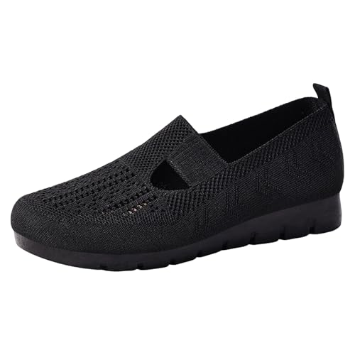 VBEDKDEB Ballerina Schuhe Damen Atmungsaktive Gestrickt rutschfeste Ballerinas Arbeitsschuhe Bequeme Schlupfschuhe 2025 Sommer Walkingschuhe Leichte Slip On Slipper Wanderschuhe Freizeitschuhe (42) von VBEDKDEB