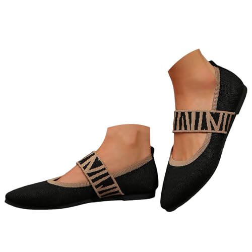 VBEDKDEB Ballerina Schuhe Damen Atmungsaktive rutschfeste Ballerinas Spitze Zehe Arbeitsschuhe Bequeme Schlupfschuhe 2025 Wanderschuhe Leichte Slip On Slipper Freizeitschuhe mit Breiter Riemen (42) von VBEDKDEB