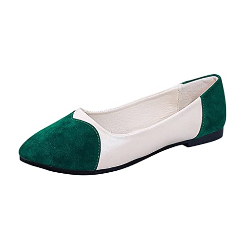 VBEDKDEB Ballerina Schuhe Damen Bequeme Flache Ballerinas, farblich passend, Liebe, niedrige Spitze, Spitze, Flache Freizeitschuhe Ballerinas Damen Rosa (Green, 39) von VBEDKDEB