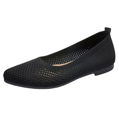 VBEDKDEB Ballerina Schuhe Damen Bequeme Flache Ballerinas Alte Stoffschuhe Atmungsaktive Beliebte Gestrickte Mesh Mode Damenschuhe Faltbare Ballerinas (41) von VBEDKDEB