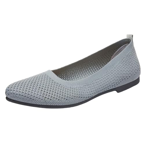 VBEDKDEB Ballerina Schuhe Damen Bequeme Flache Ballerinas Alte Stoffschuhe Atmungsaktive Beliebte Gestrickte Mesh Mode Damenschuhe Faltbare Ballerinas (Grey, 41) von VBEDKDEB