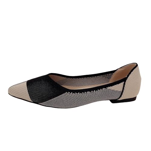 VBEDKDEB Ballerina Schuhe Damen Bequeme Flache Ballerinas Arbeitsschuhe mit klobiger, geschlossener Zehenpartie niedrigem Blockabsatz Ballerinas Damen Mit Riemchen (Grey, 42) von VBEDKDEB