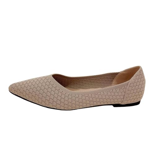 VBEDKDEB Ballerina Schuhe Damen Bequeme Flache Ballerinas Arbeitsschuhe mit klobiger, geschlossener Zehenpartie niedrigem Blockabsatz Ballerinas Damen Mit Riemchen (Khaki, 36) von VBEDKDEB