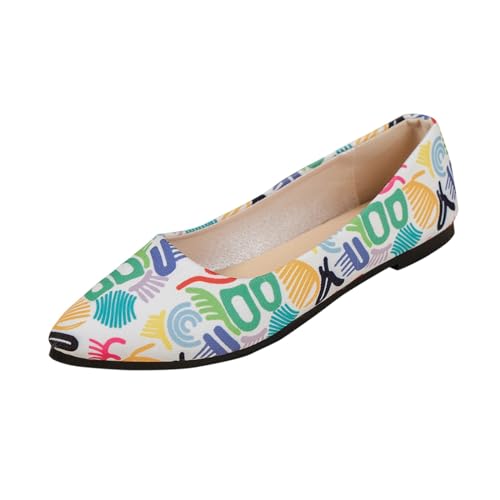 VBEDKDEB Ballerina Schuhe Damen Bequeme Flache Ballerinas Atmungsaktive Einzelschuhe Bunte Musterschuhe Flache Schuhe Ballerina Damen Leder (A, 42) von VBEDKDEB