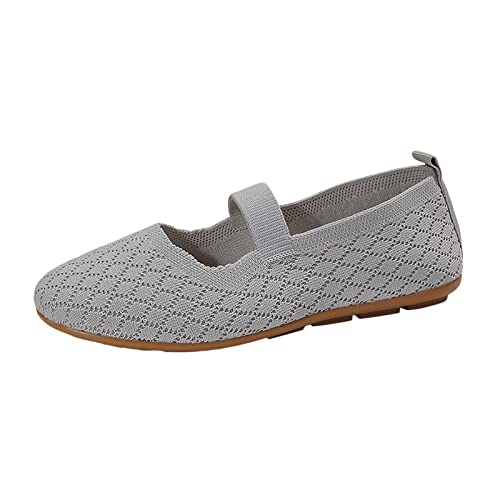 VBEDKDEB Ballerina Schuhe Damen Bequeme Flache Ballerinas Atmungsaktive Plaid Mesh Bequeme Freizeitschuhe mit Flacher Sohle Ballerinas Damen Spitze Form (Grey, 41) von VBEDKDEB