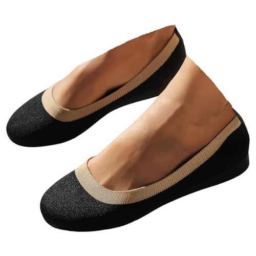 VBEDKDEB Ballerina Schuhe Damen Bequeme Flache Ballerinas Bequeme Flache Schuhe zum Reinschlüpfen, süße Ballettschuhe tragbar, niedriger Keilabsatz Riemchen Ballerinas Damen (43) von VBEDKDEB