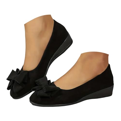 VBEDKDEB Ballerina Schuhe Damen Bequeme Flache Ballerinas Damen Freizeitschuhe Mode Einfarbig Schleife Einzelschuhe Leichte Flache Schlupfschuhe Faltbare Ballerinas (42) von VBEDKDEB