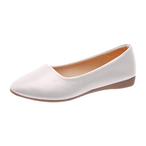 VBEDKDEB Ballerina Schuhe Damen Bequeme Flache Ballerinas Damen Keilsandalen, Bequeme Slipper, Wanderschuhe mit niedrigem Keilabsatz Ballerina Mit Absatz (White, 42) von VBEDKDEB