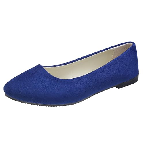 VBEDKDEB Ballerina Schuhe Damen Bequeme Flache Ballerinas Damenschuhe, Spitze Zehenpartie, Ballettschuhe für Damen, Bequeme Schlupfschuhe, Arbeitsschuhe, Walking, Casual Ballerinas Leder (Blue, 42) von VBEDKDEB