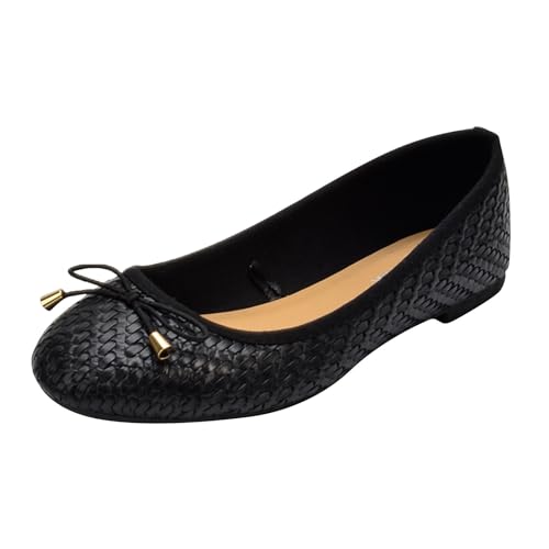 VBEDKDEB Ballerina Schuhe Damen Bequeme Flache Ballerinas Damenschuhe Damen Slipper Loafer Abendschuhe Bequeme Schuhe Schwarze Ballerinas (41) von VBEDKDEB
