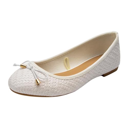 VBEDKDEB Ballerina Schuhe Damen Bequeme Flache Ballerinas Damenschuhe Damen Slipper Loafer Abendschuhe Bequeme Schuhe Schwarze Ballerinas (White, 39) von VBEDKDEB