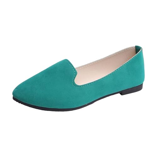 VBEDKDEB Ballerina Schuhe Damen Bequeme Flache Ballerinas Einfarbig Mehrfarbig Große Größe Flache Freizeitschuhe Ballerinas Damen Rosa (Green, 38) von VBEDKDEB