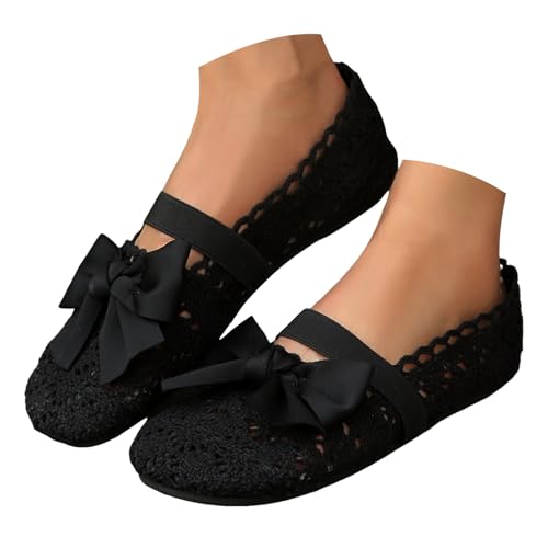 VBEDKDEB Ballerina Schuhe Damen Bequeme Flache Ballerinas Flache Blumenspitze Oberbekleidung Einzelne Schuhe Mode Dünne Sohle Leichte Freizeitschuhe Ballerinas Mit Riemchen Damen (39) von VBEDKDEB