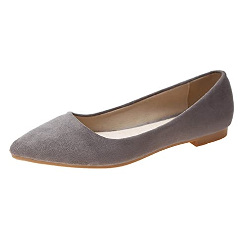 VBEDKDEB Ballerina Schuhe Damen Bequeme Flache Ballerinas Flache Schuhe Overfoot Freizeitschuhe Zehe Modeschuhe Spitzen Komfort Freizeitschuhe Ballerinas Damen (Grey, 39) von VBEDKDEB