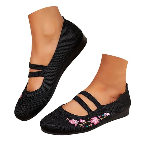 VBEDKDEB Ballerina Schuhe Damen Bequeme Flache Ballerinas Flache Schuhe für Damen, zum Reinschlüpfen, Bequeme süße Ballettschuhe tragbar, niedriger Keilabsatz Weiche Breite Ballerinas (38) von VBEDKDEB