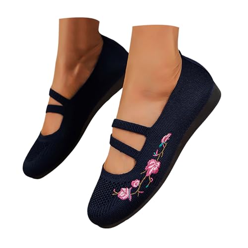 VBEDKDEB Ballerina Schuhe Damen Bequeme Flache Ballerinas Flache Schuhe für Damen, zum Reinschlüpfen, Bequeme süße Ballettschuhe tragbar, niedriger Keilabsatz Weiche Breite Ballerinas (Dark Blue, 40) VBEDKDEB Ballerina Schuhe Damen Bequeme Flache Ballerinas Flache Schuhe für Damen, zum Reinschlüpfen, Bequeme süße Ballettschuhe tragbar, niedriger Keilabsatz Weiche Breite Ballerinas (Dark Blue, 40) von VBEDKDEB