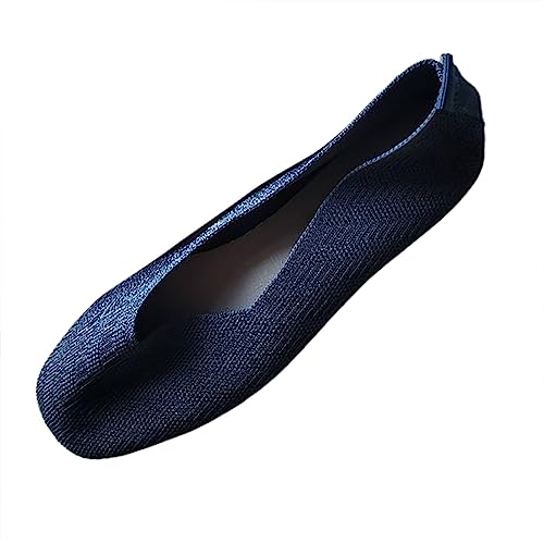 VBEDKDEB Ballerina Schuhe Damen Bequeme Flache Ballerinas Freizeit SingleShoes Gehen Wandern Pick Up Schuhe Atmungsaktive Mädchen Gehen Zur Arbeit Oder Dating Barfußschuhe Ballerina Damen (Navy, 40) von VBEDKDEB
