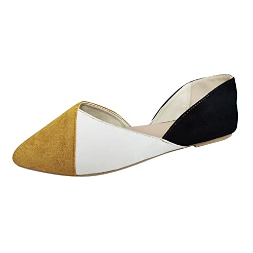 VBEDKDEB Ballerina Schuhe Damen Bequeme Flache Ballerinas Freizeitschuhe Atmungsaktive Wohnungen Outdoor Freizeitschuhe Ballerina Schuhe (Yellow, 42) von VBEDKDEB