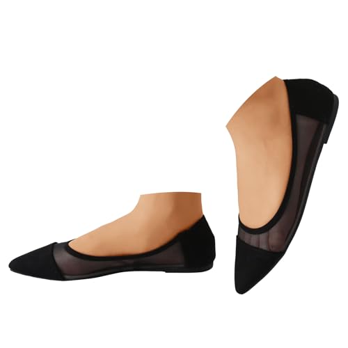 VBEDKDEB Ballerina Schuhe Damen Bequeme Flache Ballerinas Mesh Spitzschuh Schuhe Modische Casual Flach Slip On Sohle Leichte Freizeitschuhe Barfußschuhe Ballerina Damen (37) von VBEDKDEB