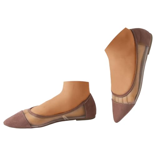 VBEDKDEB Ballerina Schuhe Damen Bequeme Flache Ballerinas Mesh Spitzschuh Schuhe Modische Casual Flach Slip On Sohle Leichte Freizeitschuhe Barfußschuhe Ballerina Damen (41) von VBEDKDEB