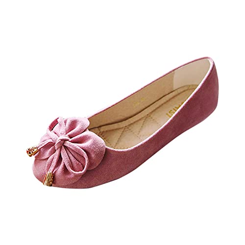 VBEDKDEB Ballerina Schuhe Damen Bequeme Flache Ballerinas Singles Flache Schuhe Bowknot Freizeitschuhe Slip On Arbeitsschuhe für Damen Riemchenballerinas (40) von VBEDKDEB