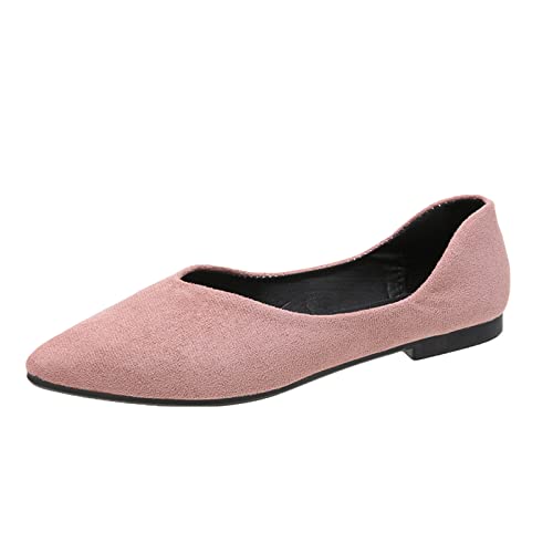VBEDKDEB Ballerina Schuhe Damen Bequeme Flache Ballerinas einfarbig Spitze Zehe Freizeitschuhe Flache Schuhe Ballerina Keilabsatz Damen (42) von VBEDKDEB
