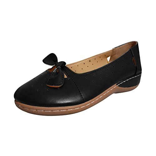 VBEDKDEB Ballerina Schuhe Damen Bequeme Flache Ballerinas einfarbige atmungsaktive Lederschleife Flacher Schnitt Flache Freizeitschuhe Ballerinas Damen Spitz (37) von VBEDKDEB