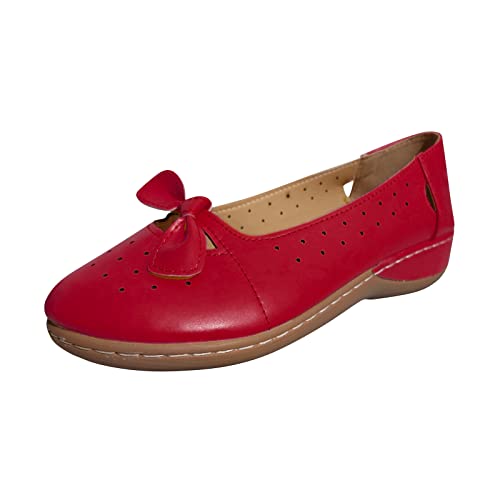 VBEDKDEB Ballerina Schuhe Damen Bequeme Flache Ballerinas einfarbige atmungsaktive Lederschleife Flacher Schnitt Flache Freizeitschuhe Ballerinas Damen Spitz (37) von VBEDKDEB
