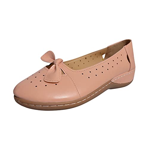VBEDKDEB Ballerina Schuhe Damen Bequeme Flache Ballerinas einfarbige atmungsaktive Lederschleife Flacher Schnitt Flache Freizeitschuhe Ballerinas Damen Spitz (42) von VBEDKDEB