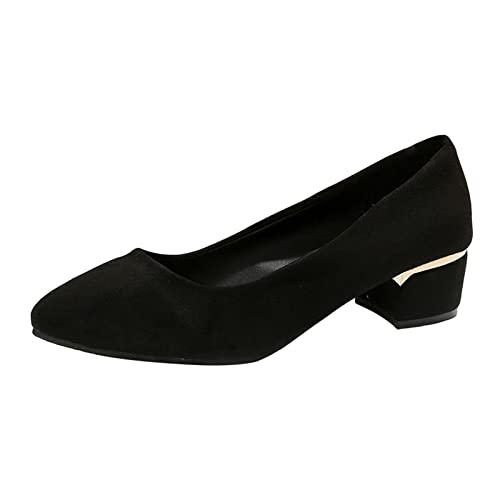 VBEDKDEB Ballerina Schuhe Damen Bequeme Flache Ballerinas massivem mit leichtem Mund, spitzer, Dicker Absatz, lässige Einzelschuhe Ballerinas Leder (41) von VBEDKDEB