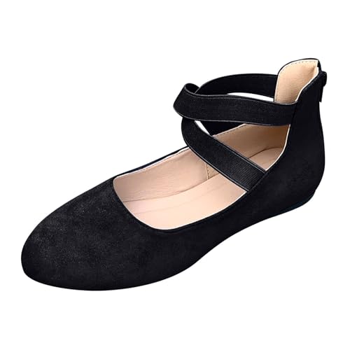 VBEDKDEB Ballerina Schuhe Damen Bequeme Flache Ballerinas mit Knöchelriemen elastischen Riemen, leichte Schlupfschuhe für den Abend die Hochzeit Sling Ballerinas (41) von VBEDKDEB