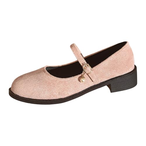 VBEDKDEB Ballerina Schuhe Damen Bequeme Flache Ballerinas mit klobigem, niedrigem Absatz, Bequeme Laufschuhe, süße Ballettschuhe, Halbschuhe, Arbeitsschuhe Sling Ballerinas Damen (43) von VBEDKDEB