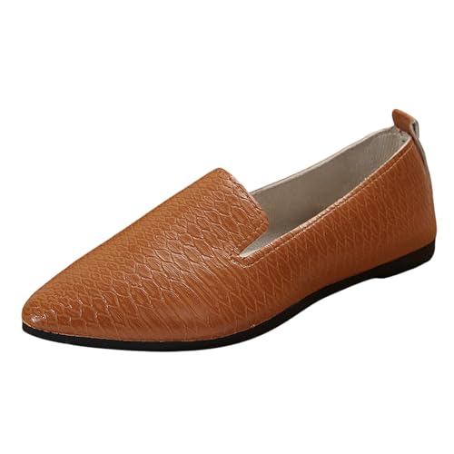 VBEDKDEB Ballerina Schuhe Damen Bequeme Flache zum Reinschlüpfen, Bequeme süße Ballettschuhe tragbar, niedriger Keilabsatz Ballerina Schuhe Damen (Brown, 42) von VBEDKDEB