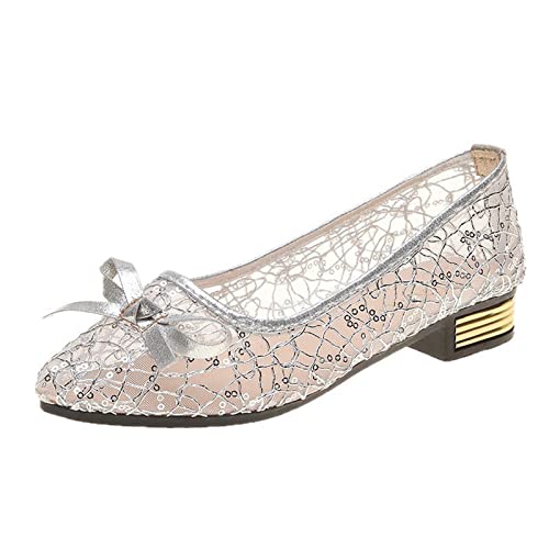 VBEDKDEB Ballerina Schuhe Damen Elegant Atmungsaktive Mesh Flach Ballerinas Bequeme Arbeitsschuhe 2025 Spitze Zehe rutschfeste Wanderschuhe Slip On Slipper Leichte Büro Schlupfschuhe (42) von VBEDKDEB