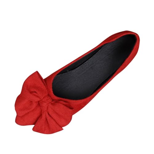 VBEDKDEB Ballerina Schuhe Damen Elegant Spitze Zehe Ballerinas Flach Arbeitsschuhe Bequeme Leichte Freizeitschuhe 2025 rutschfeste Wanderschuhe Schleife Slipper Schlupfschuhe (38) von VBEDKDEB