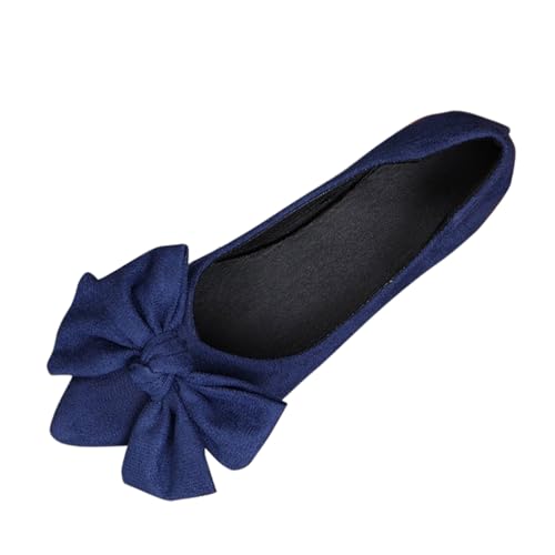 VBEDKDEB Ballerina Schuhe Damen Elegant Spitze Zehe Ballerinas Flach Arbeitsschuhe Bequeme Leichte Freizeitschuhe 2025 rutschfeste Wanderschuhe Schleife Slipper Schlupfschuhe (Blue, 41) von VBEDKDEB