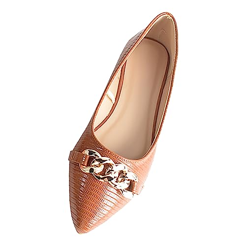 VBEDKDEB Ballerina Schuhe Damen Elegant Spitze Zehe Walkingschuhe Flach Ballerinas Bequeme Arbeitsschuhe 2025 Leichte rutschfeste Wanderschuhe Slipper Freizeitschuhe Büro Schlupfschuhe (Brown, 40) von VBEDKDEB